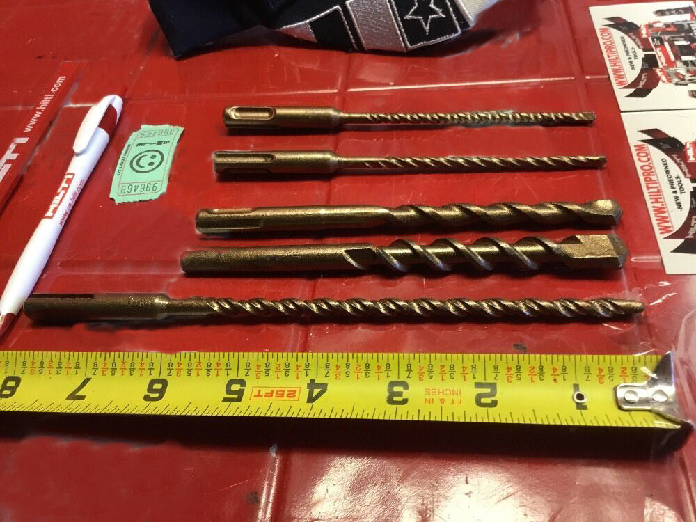 HILTI DRILL BIT 1/2", 1/4", 3/8" SDS PLUS, FREE EXTRAS, SET OF 5