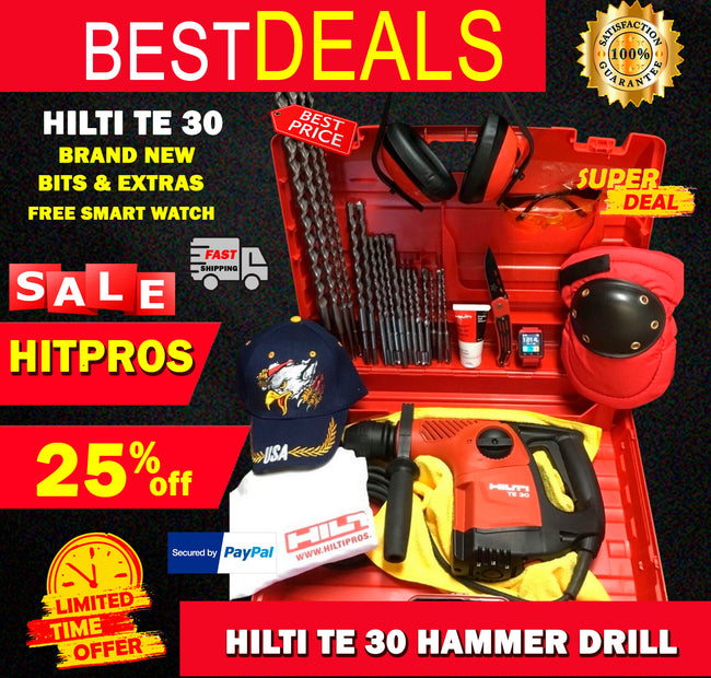 HILTI TE 30 HAMMER DRILL, BRAND NEW, FREE SMART WATCH, BITS, EXTRAS