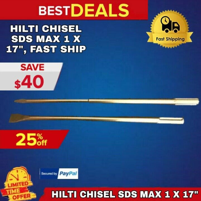 HILTI CHISEL SDS MAX 1 X 17" AND POINTED, PREOWNED