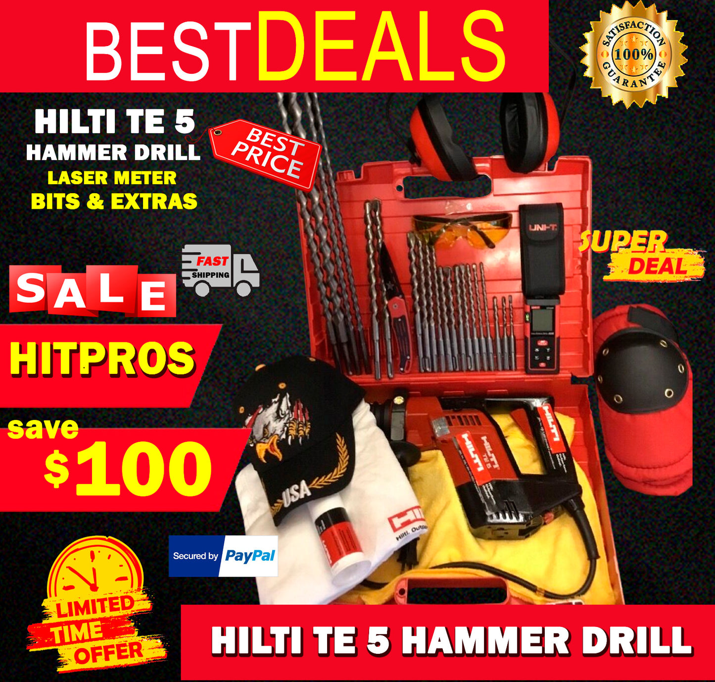 HILTI TE 5 PREOWNED, FREE LASER METER, BITS, LOT OF EXTRAS