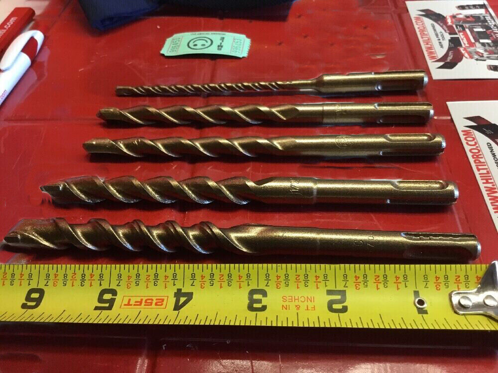 HILTI DRILL BIT 1/2", 3/8", 1/4" SDS PLUS, SET OF 5,