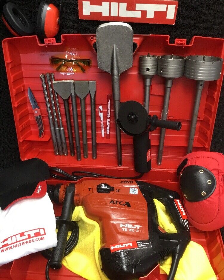 HILTI TE 70 ATC AVR, PREOWNED, FREE GRINDER, BITS, CHISELS, EXTRAS