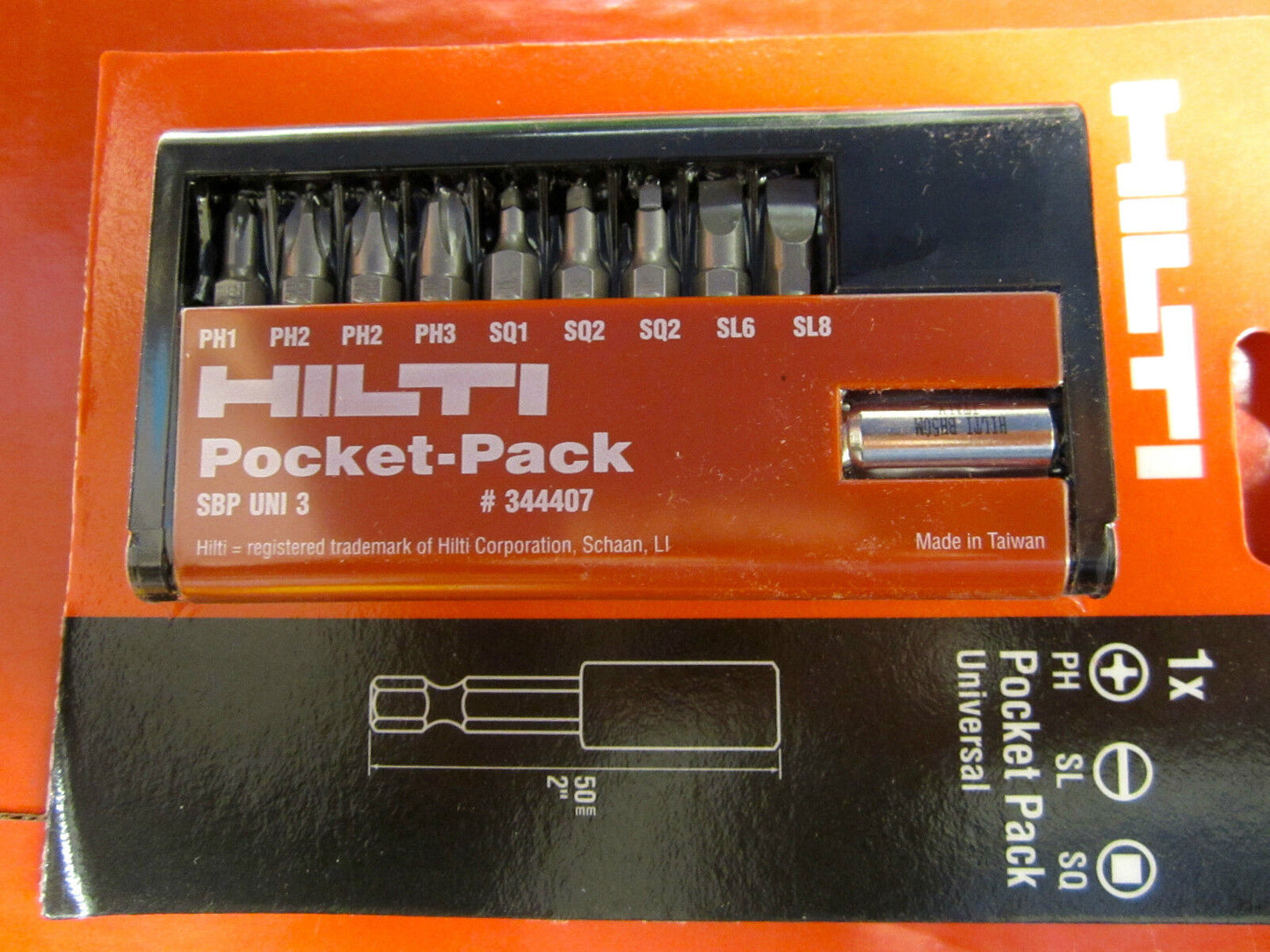 Hilti Insert Bit Pocket Pack Set of 9 Bits BRAND NEW , HAVY DUTY BITS ,