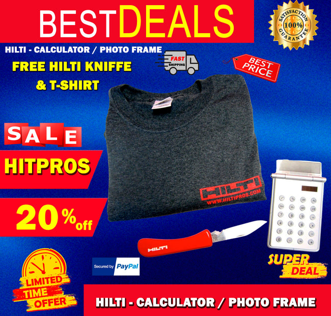 HILTI - CALCULATOR / PHOTO FRAME, HILTI KNIFE, T-SHIRT