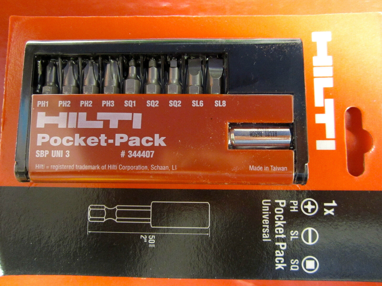 Hilti Insert Bit Pocket Pack Set of 9 Bits BRAND NEW , HAVY DUTY BITS ,