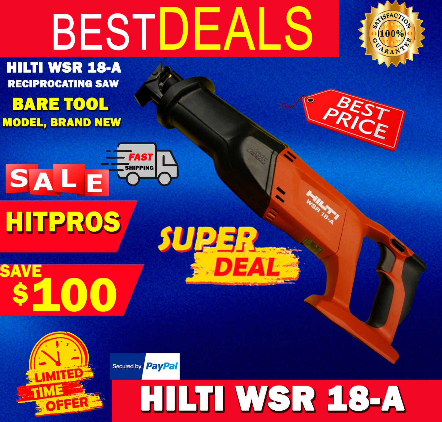 HILTI WSR 18-A Reciprocating Saw (Bare Tool), MODEL, Brand New, FAST SHIP