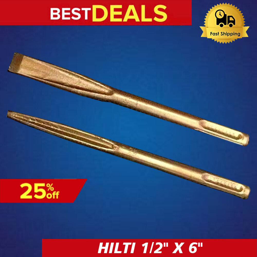 HILTI SDS PLUS CHISEL FLAT 1/2" X 6"  AND POINTED 7" PREOWNED