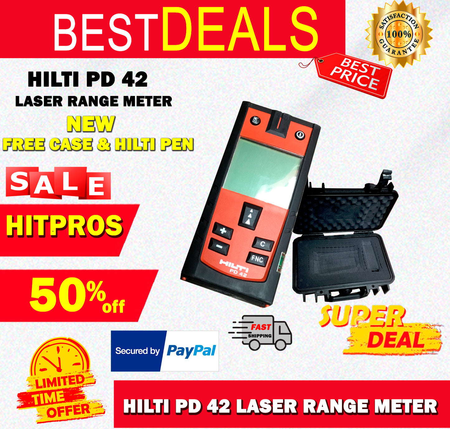 HILTI PD 42 LASER RANGE METER, NEW, FREE CASE