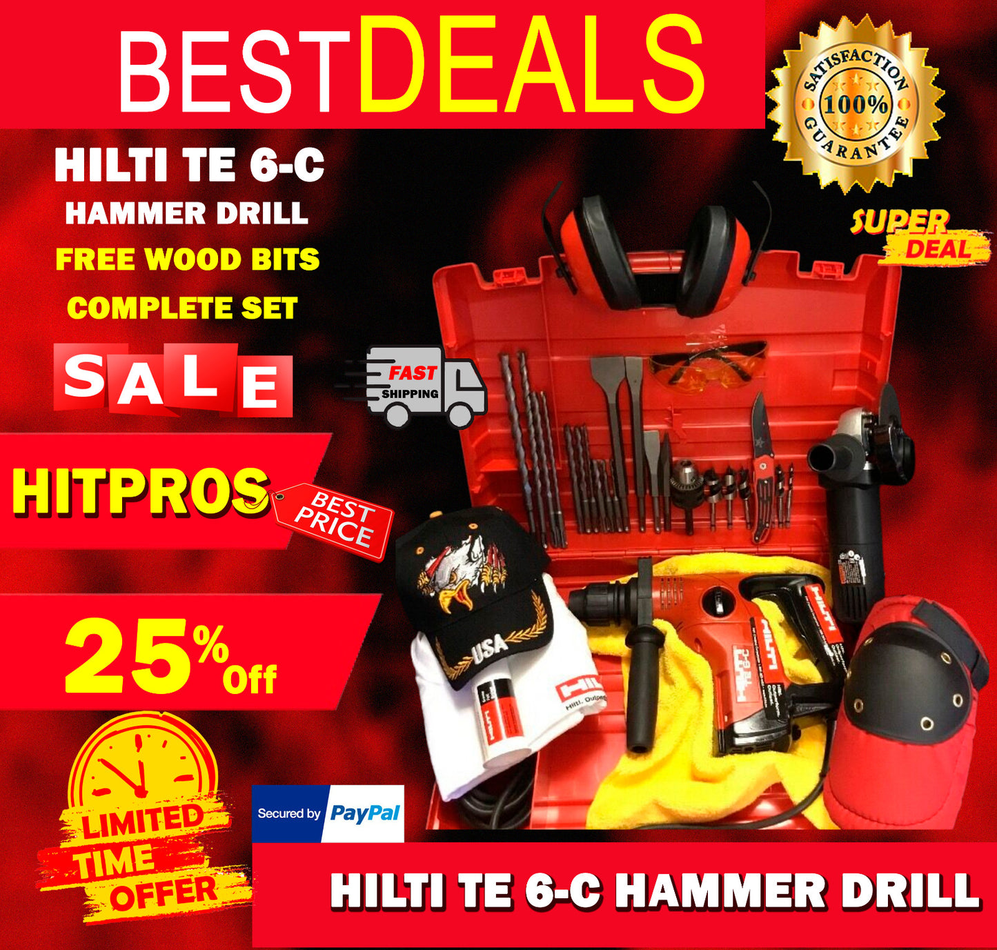 HILTI TE 6-C HAMMER DRILL, PREOWNED, FREE ANGLE GRINDER, FAST SHIP