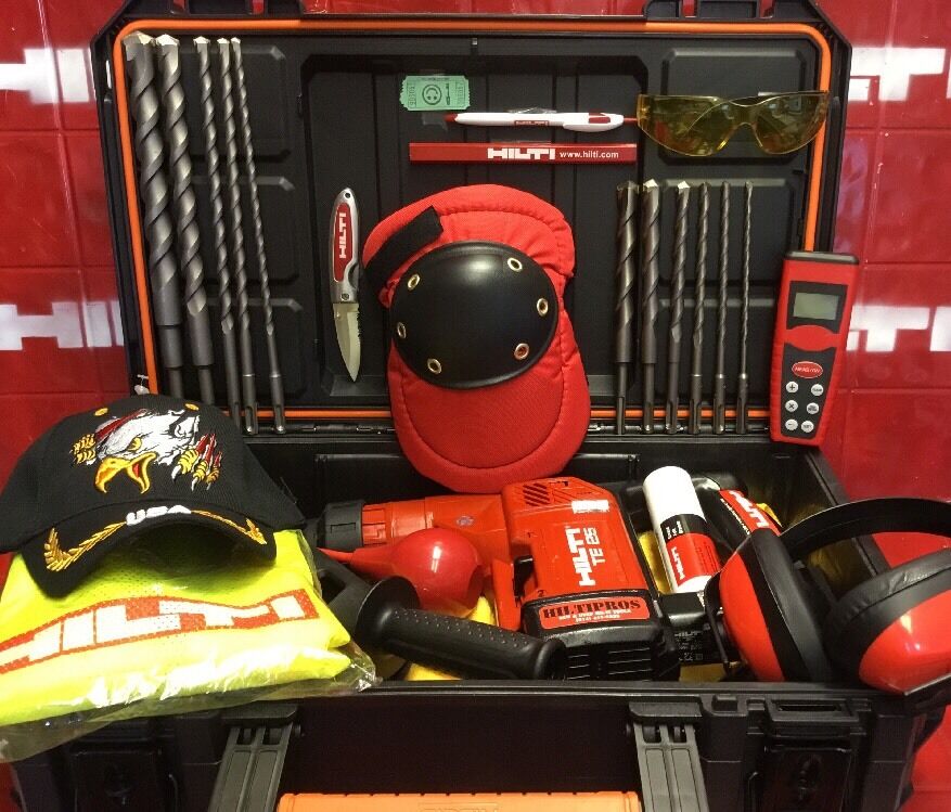 HILTI TE 25 DRILL, FREE DRILL & EXTRAS, MEASURING LASER