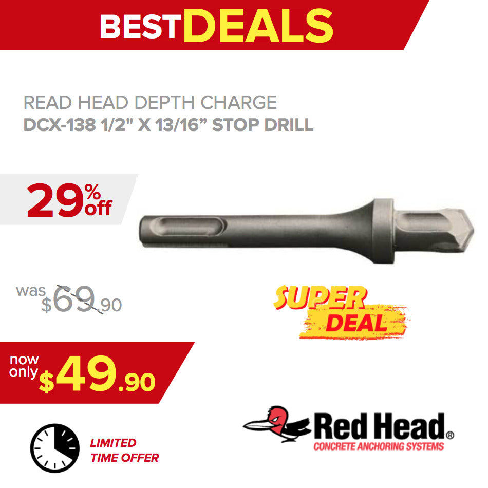 READ HEAD DCX-138 Depth Charge Stop Drill Bit, 1/2" 13/16", NEW, FAST SHIPPING