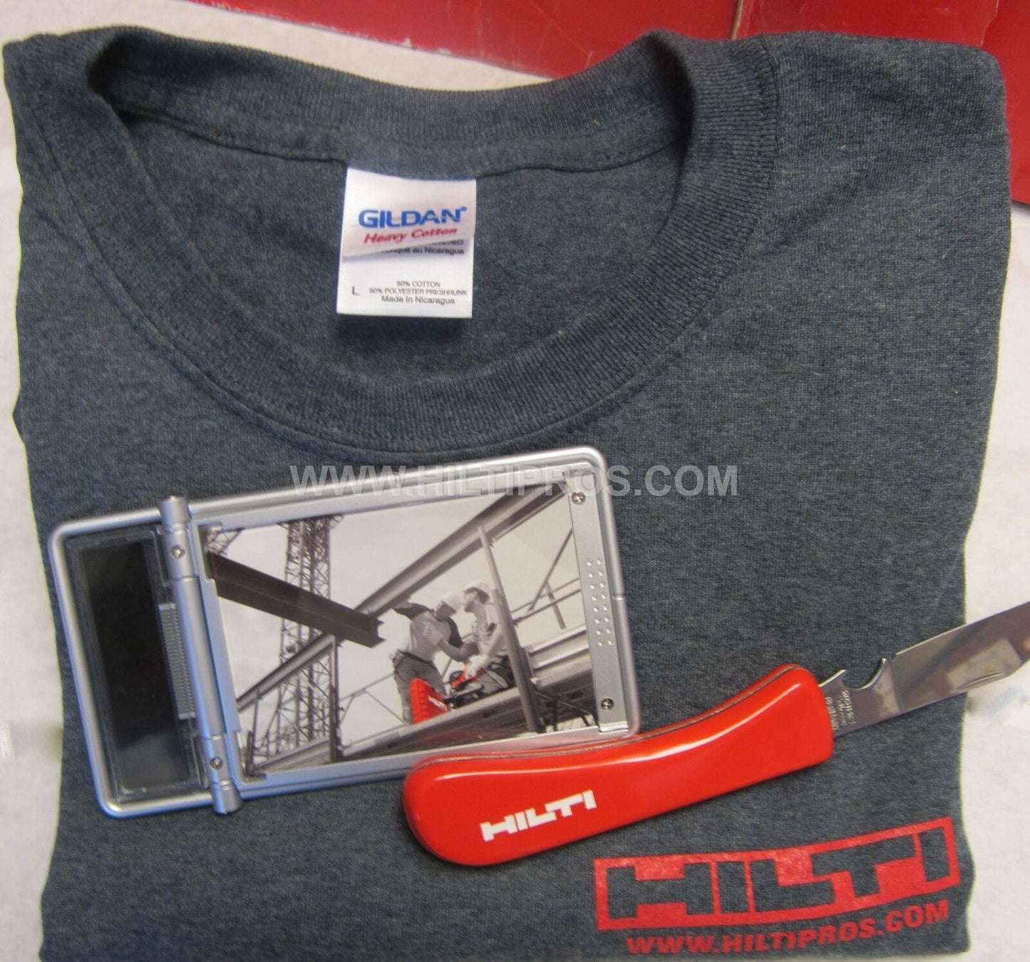 HILTI - CALCULATOR / PHOTO FRAME, HILTI KNIFE, T-SHIRT