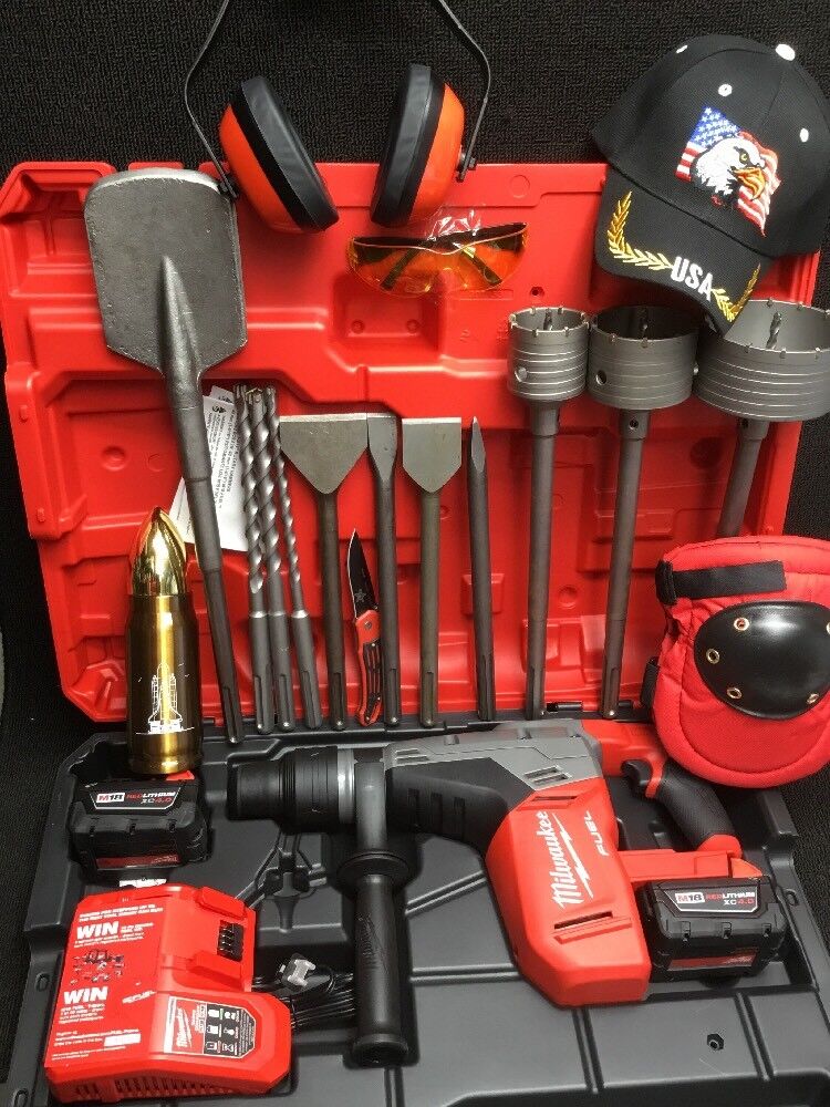 MILWAUKEE CORDLESS HAMMER DRILL, SDS MAX, FREE THERMO, BUNCH EXTRAS, FAST SHIP