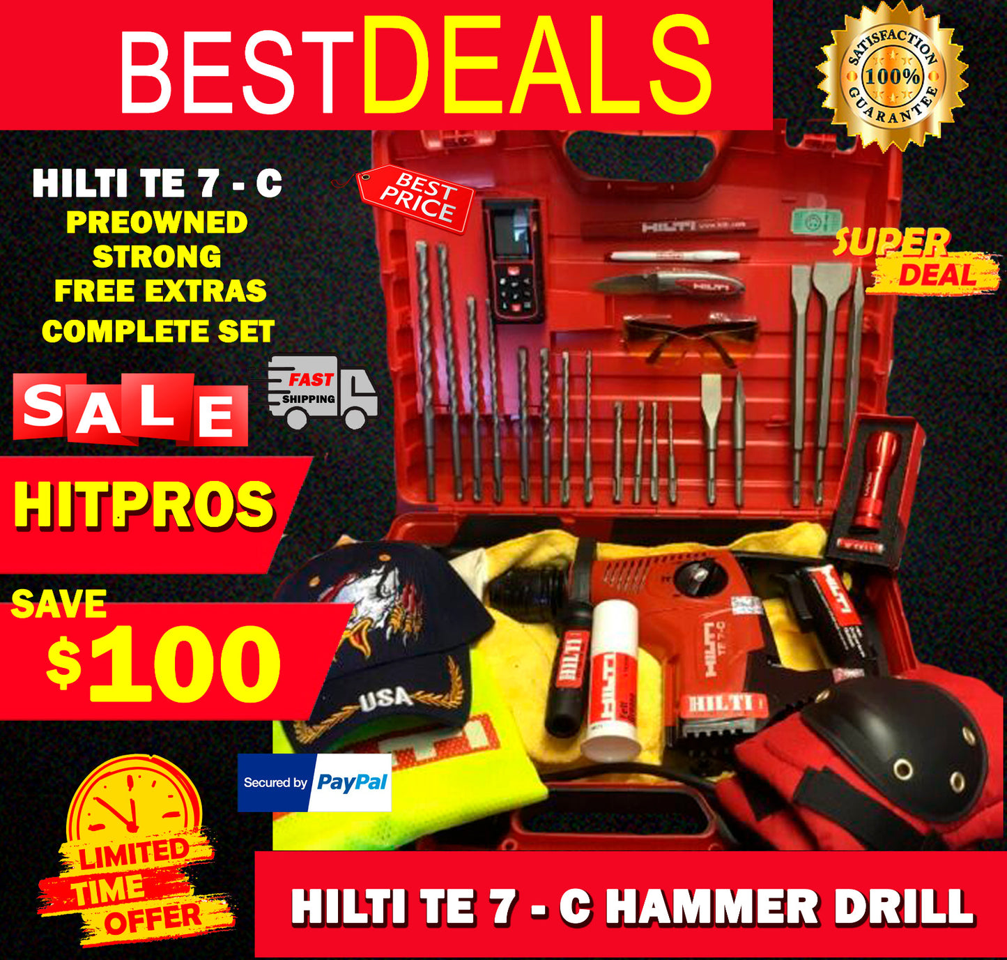 HILTI TE 7-C HAMMER DRILL, GREAT, FREE EXTRAS, STRONG