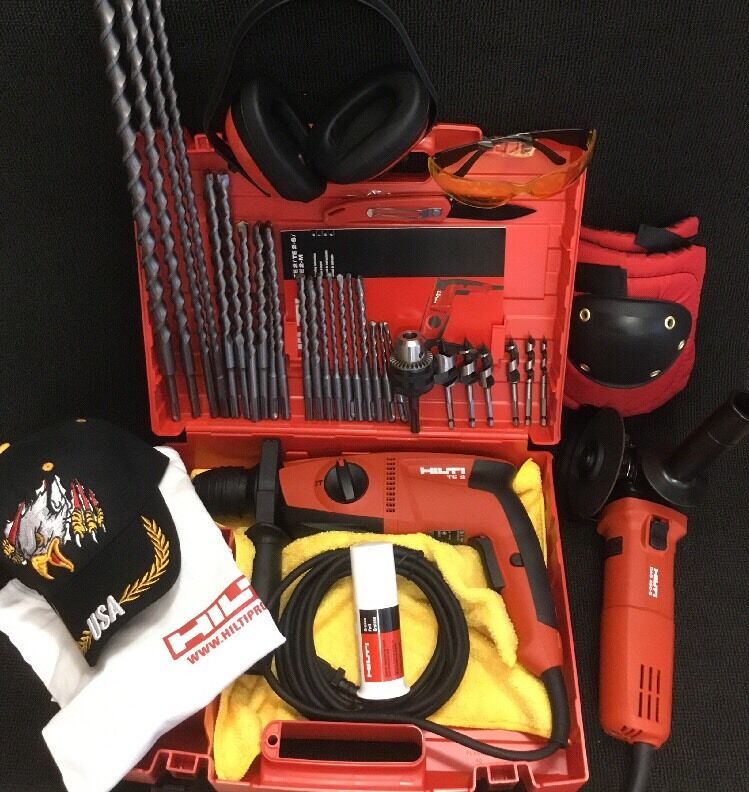 HILTI TE 2 DRILL, NEW, FREE HILTI GRINDER 450-S, A LOT OF EXTRA,