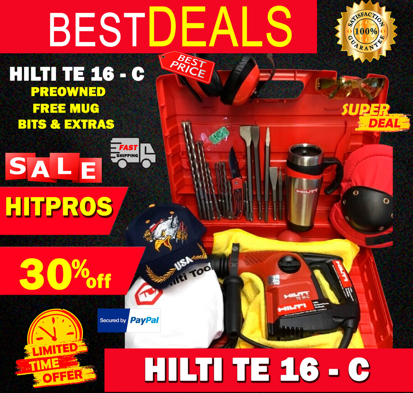 HILTI TE 16-C, PREOWNED, FREE MUG, BITS, T-SHIRT, MORE,