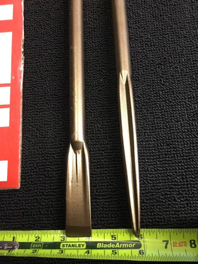 HILTI CHISEL SDS MAX SET FLAT 1" X 14"  AND POINTED 14", PREOWNED