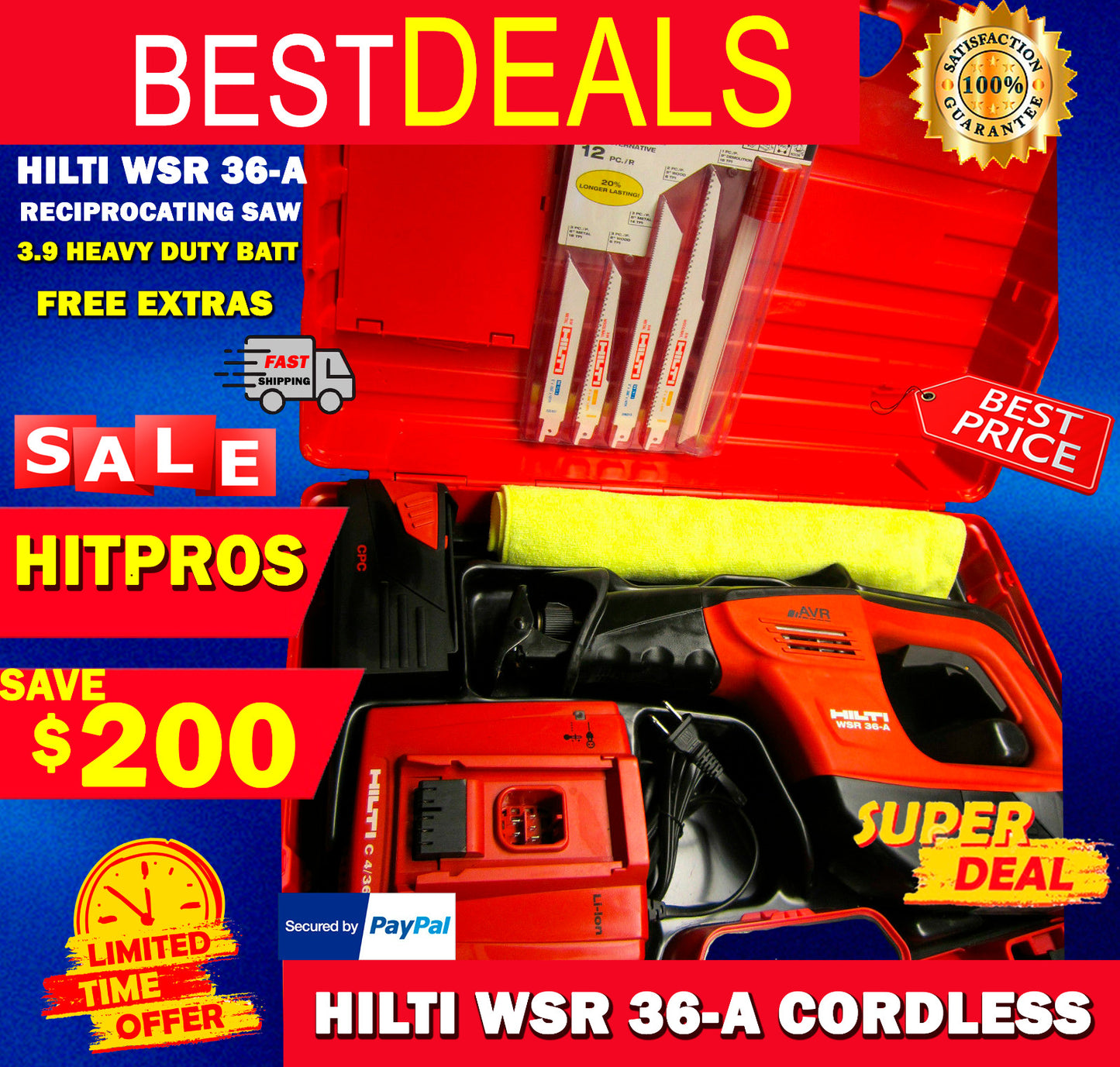 HILTI SR 30-A 36 CORDLESS RECIPROCATING SAW , 5.2 AMPS HEAVY DUTY