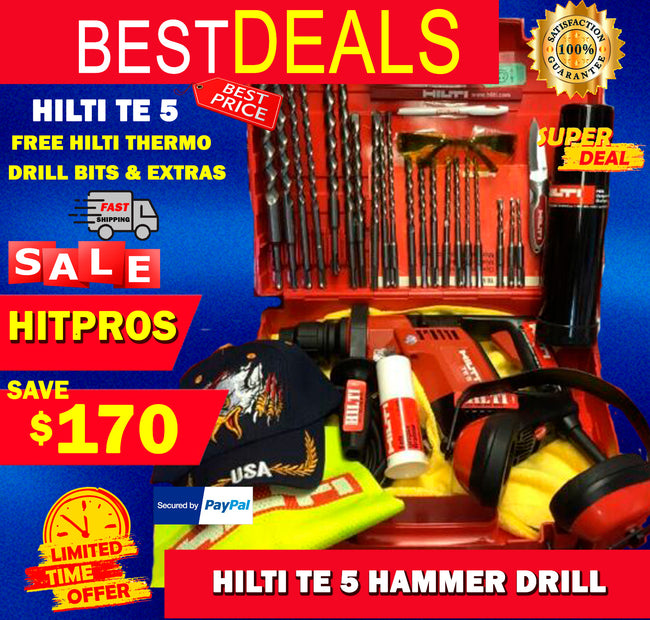 HILTI TE 5 HAMMER DRILL,FREE HILTI THERMO, FREE DRILL BITS