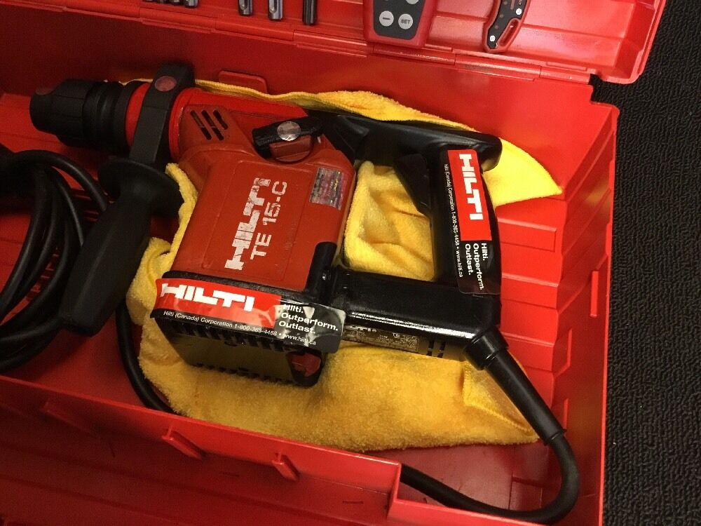 HILTI TE 15-C HAMMER DRILL, PREOWNED, FREE LASER METER, BITS, EXTRAS