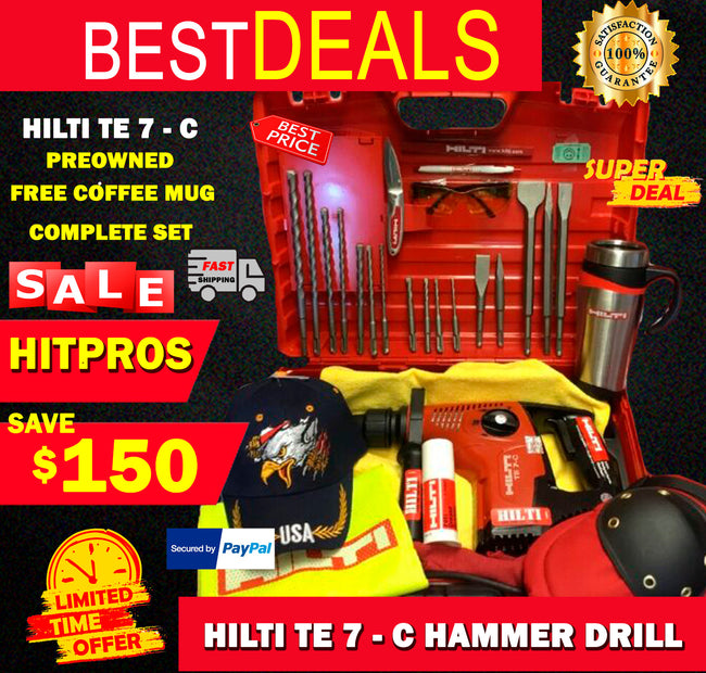 HILTI TE 7-C HAMMER DRILL,PREOWNED, FREE HILTI COFFE MUG