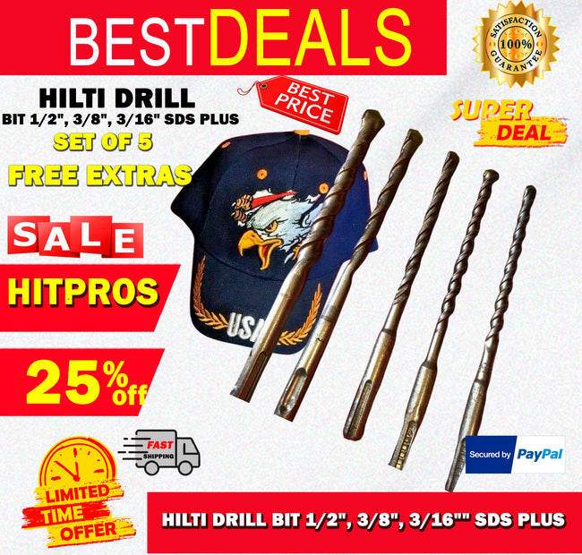 HILTI DRILL BIT 1/2", 3/8", 3/16" SDS PLUS, SET OF 5