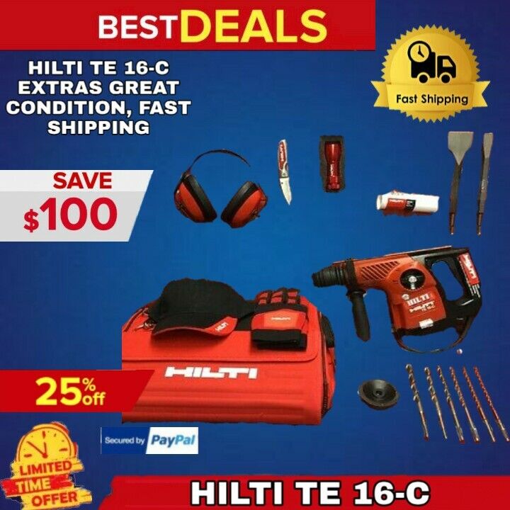 HILTI TE 16-C, PREOWNED, LOADED W/ EXTRAS, GREAT CONDITION