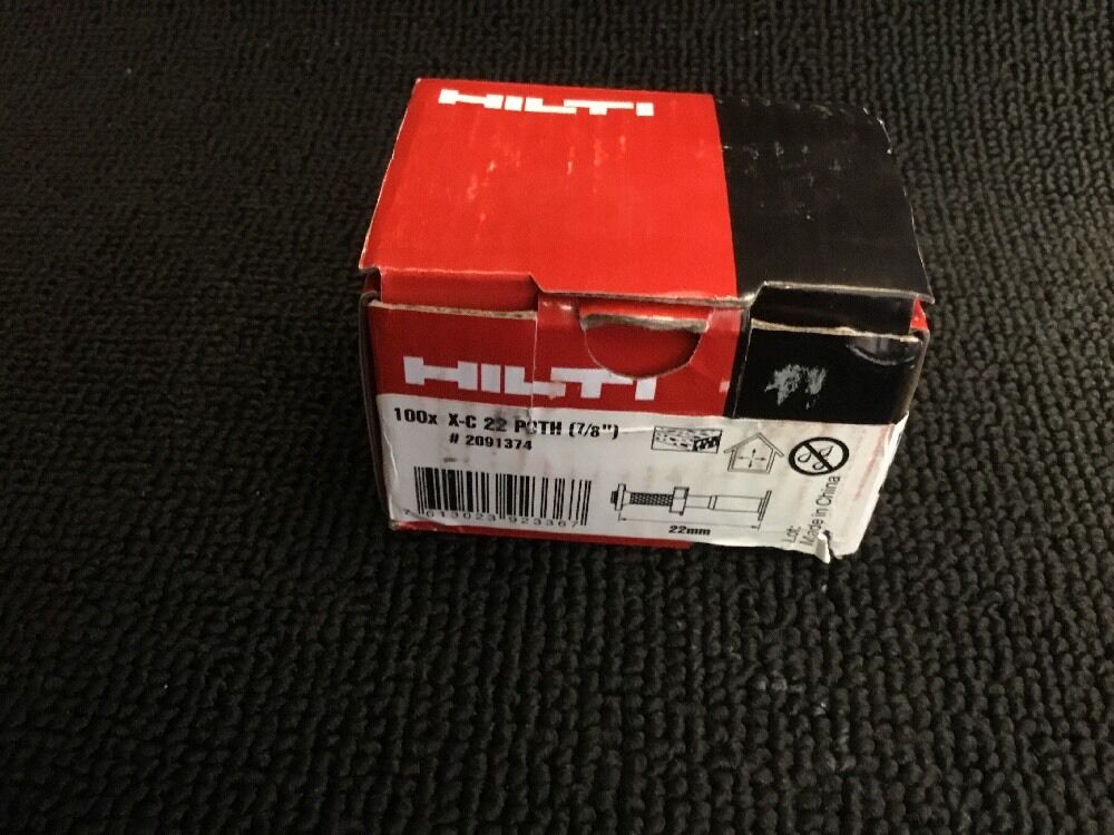 HILTI 5 BOXES 100X X-C 22 P8TH (7/8") STD FASTENER, FREE HAT, KNIFE,