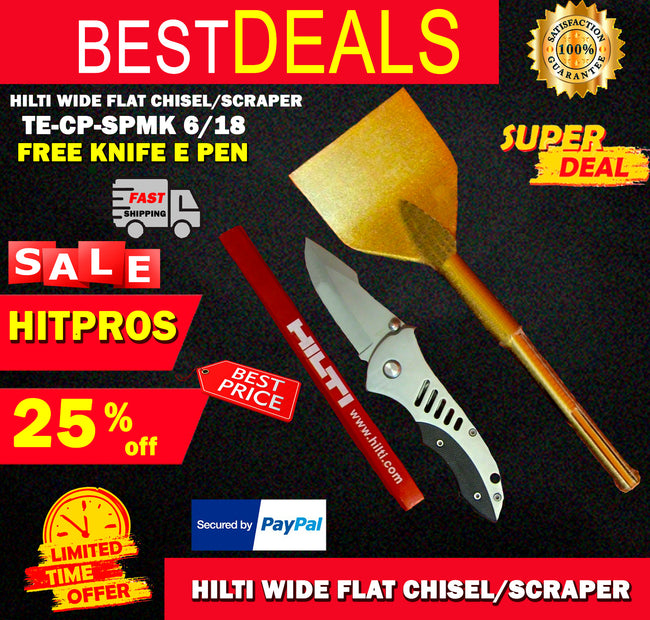 HILTI WIDE FLAT CHISEL/SCRAPER TE-CP-SPMK 6/18, FREE KNIFE & PENCIL, FAST SHIP