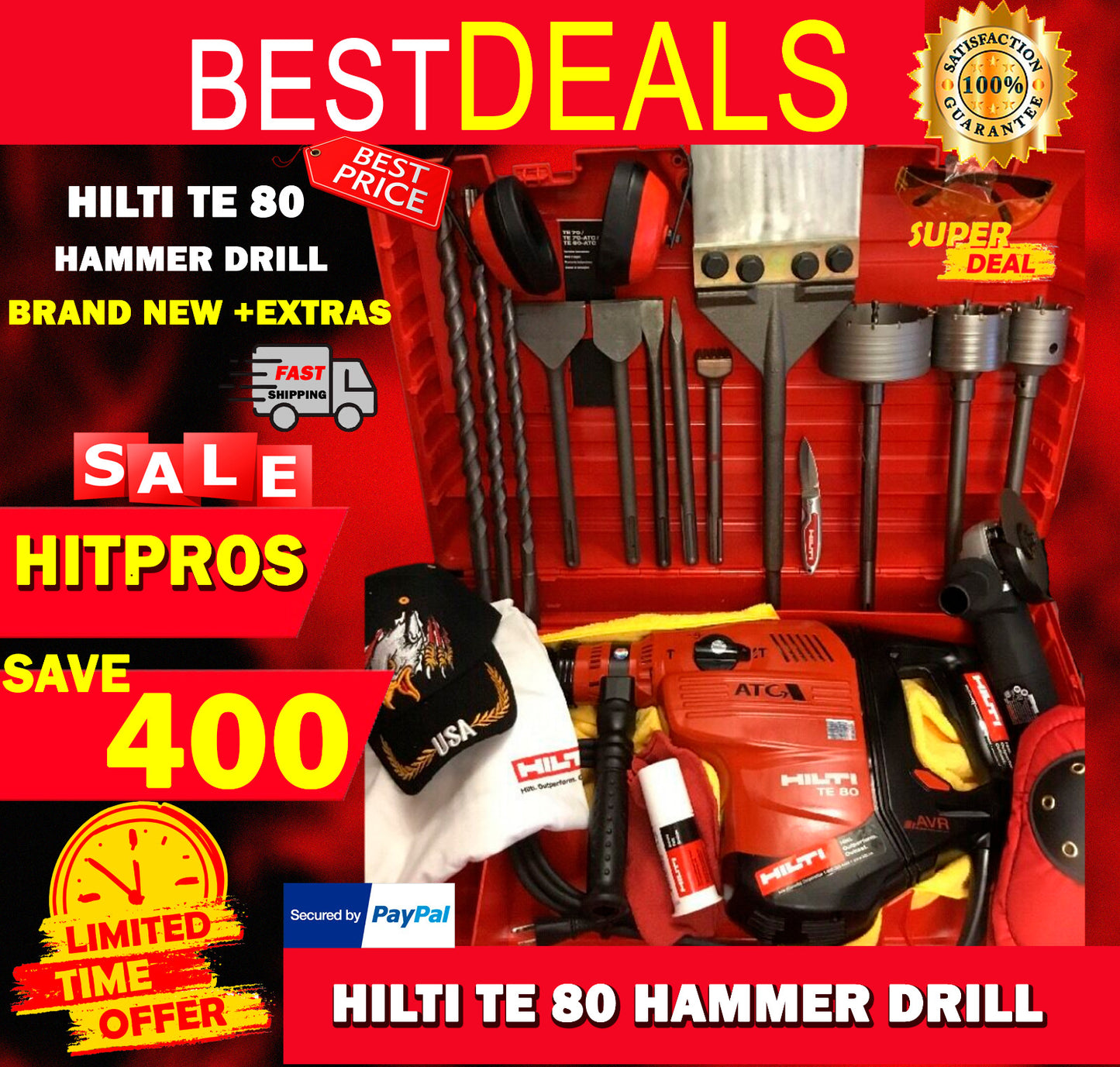 HILTI TE 80 ATC AVR, NEW, FREE SPEAKER, BITS, CHISELS, EXTRAS, FAST SHIP