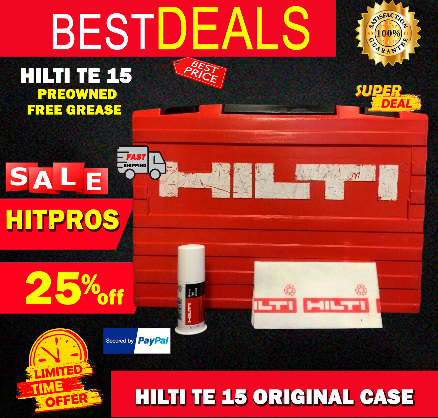 HILTI TE 15 (ONLY CASE) ORIGINAL, PREOWNED, STRONG, FREE HILTI GREASE