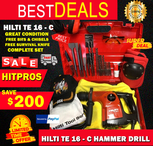 HILTI TE 16-C, GREAT CONDITION, FREE BITS, CHISELS, COMPLETE SET