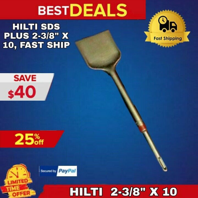 HILTI SDS PLUS 2-3/8" X 10" TE-CP SPM WIDE FLAT CHISEL, FREE EXTRAS