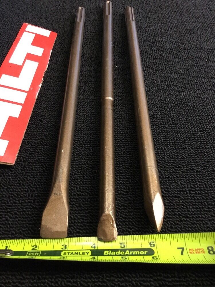 HILTI CHISEL SDS MAX SET W/FLAT 7/8" - 5/8" AND POINTED 17", PREOWNED