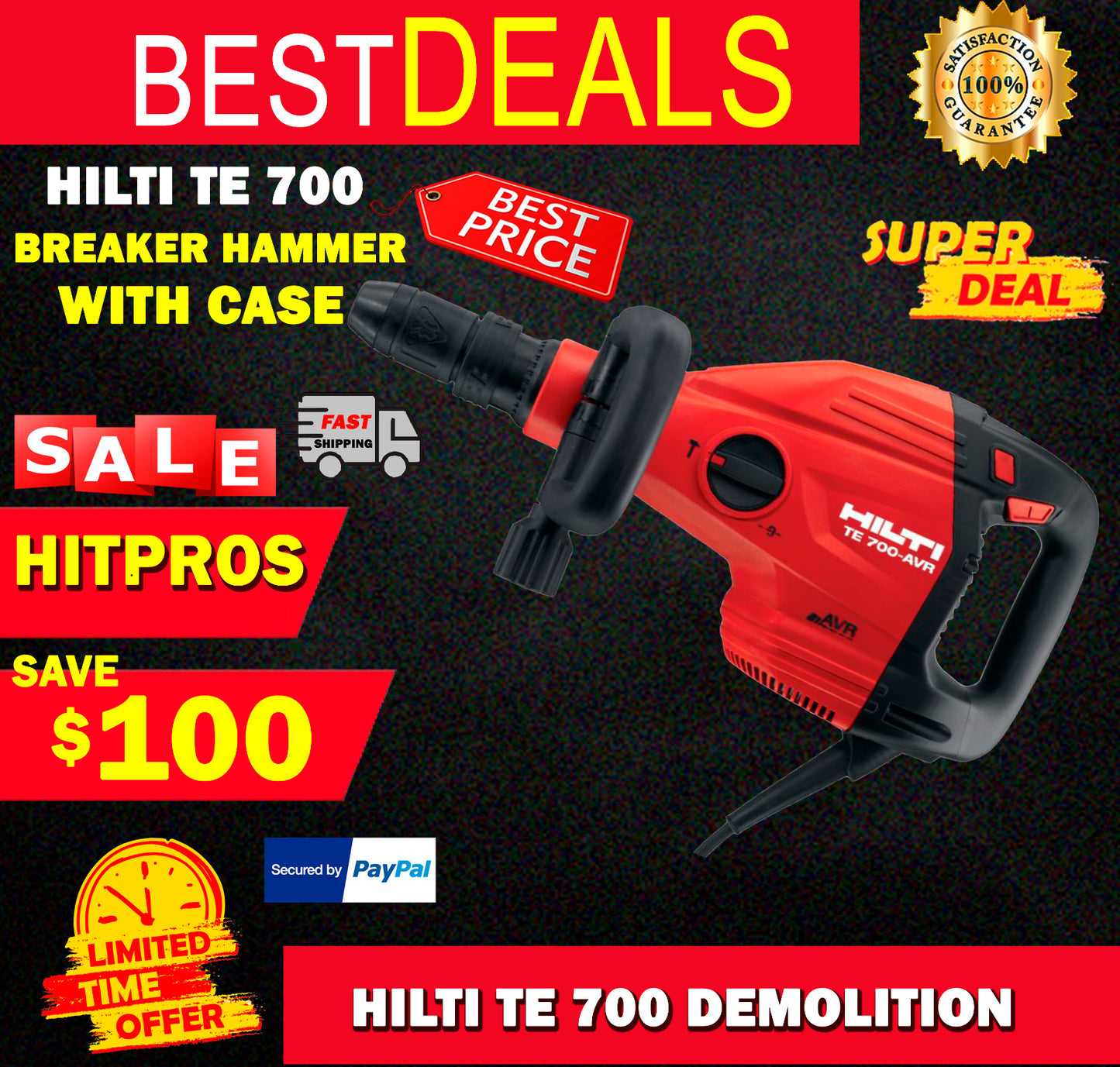 HILTI TE 700 DEMOLITION BREAKER HAMMER, NEW, WITH CASE