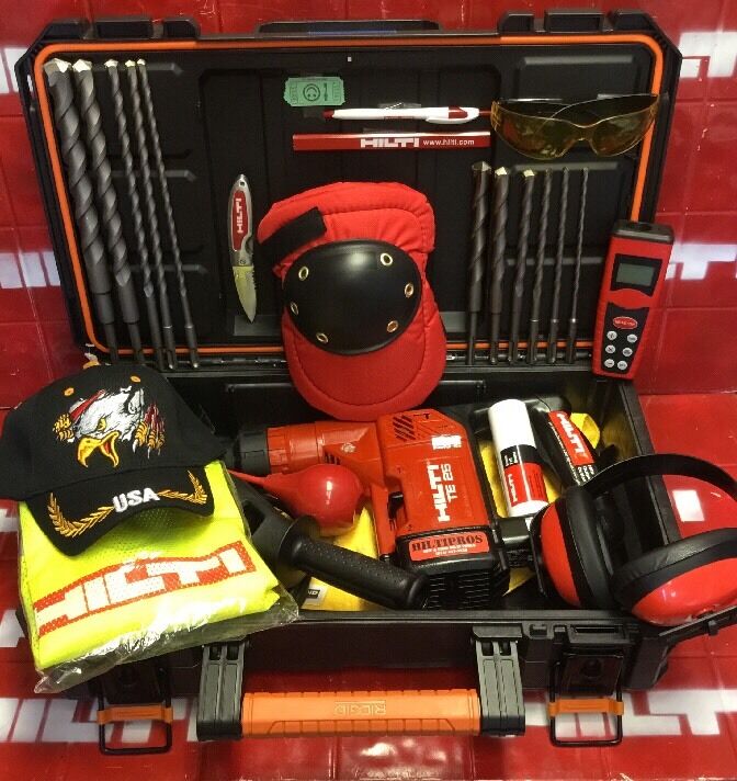 HILTI TE 25 DRILL, FREE DRILL & EXTRAS, MEASURING LASER