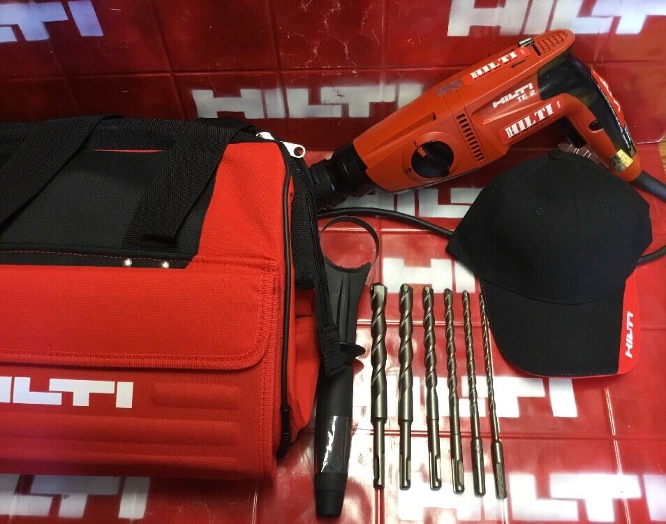 HILTI TE 2 HAMMER DRILL, PREOWNED, EXCELLENT CONDITION, EXTRAS