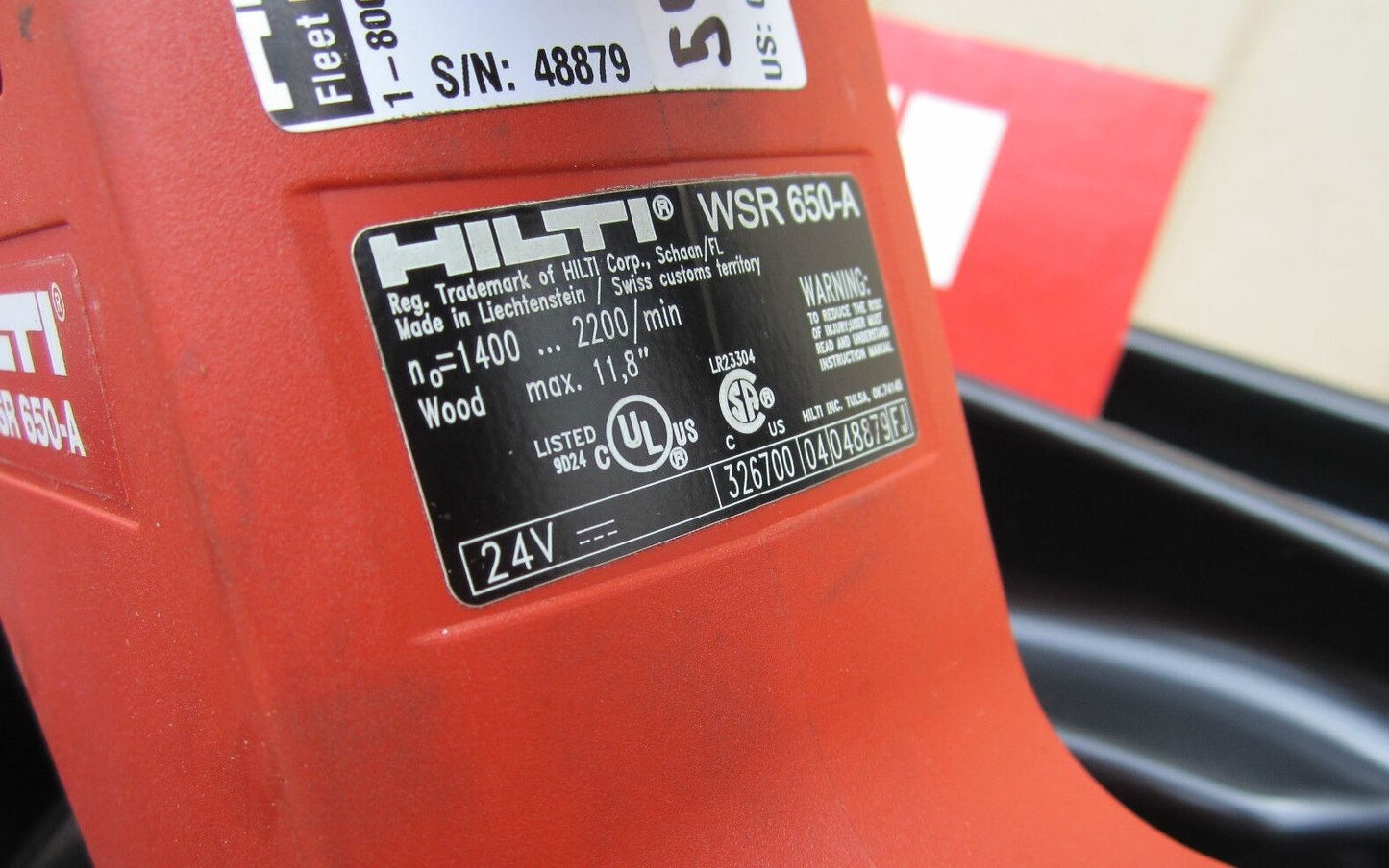 HILTI WSR 650-A 24V reciprocating saw BARE TOOL , FAST SHIPPING