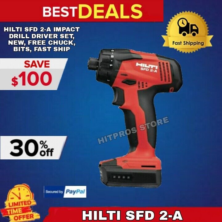 HILTI SFD 2-A IMPACT DRILL DRIVER SET, NEW, FREE CHUCK, BITS