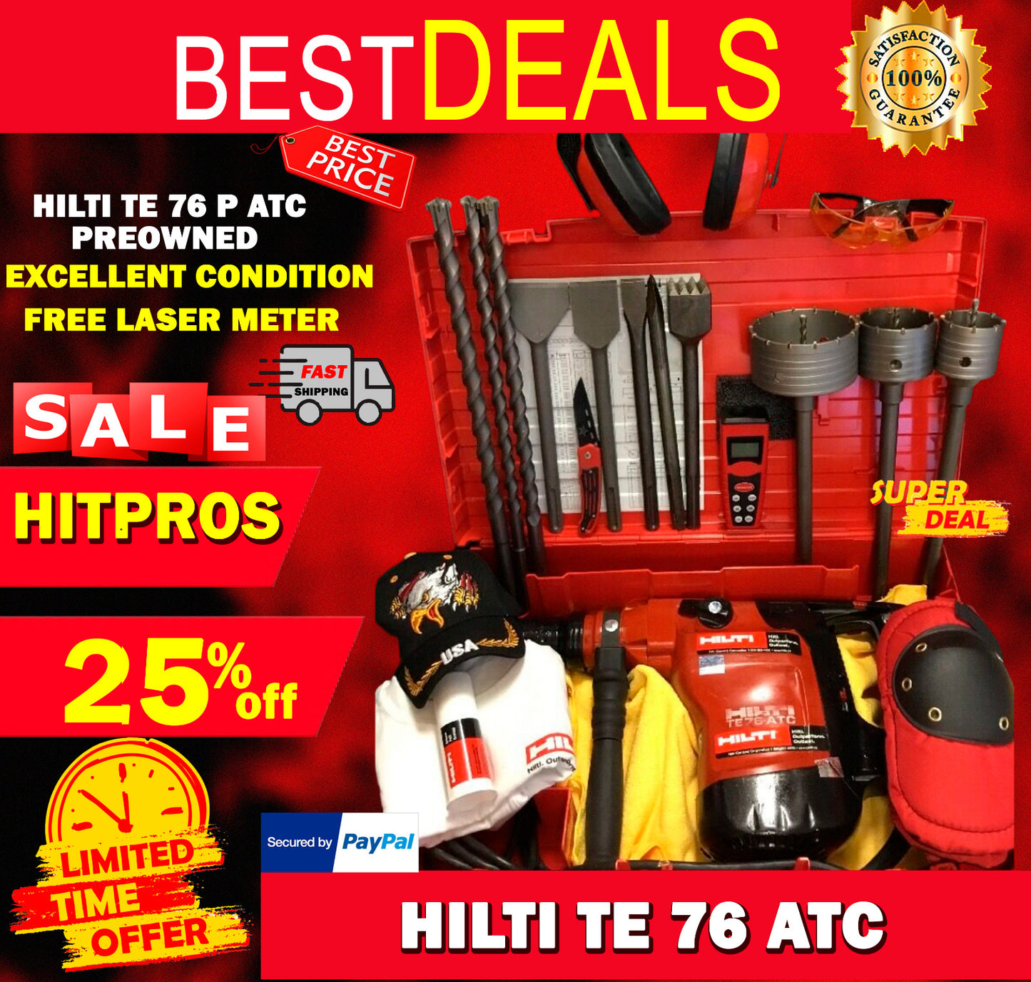 HILTI TE 76-ATC PREOWNED, FREE LASER METER, BITS, A LOT OF EXTRAS, FAST SHIP