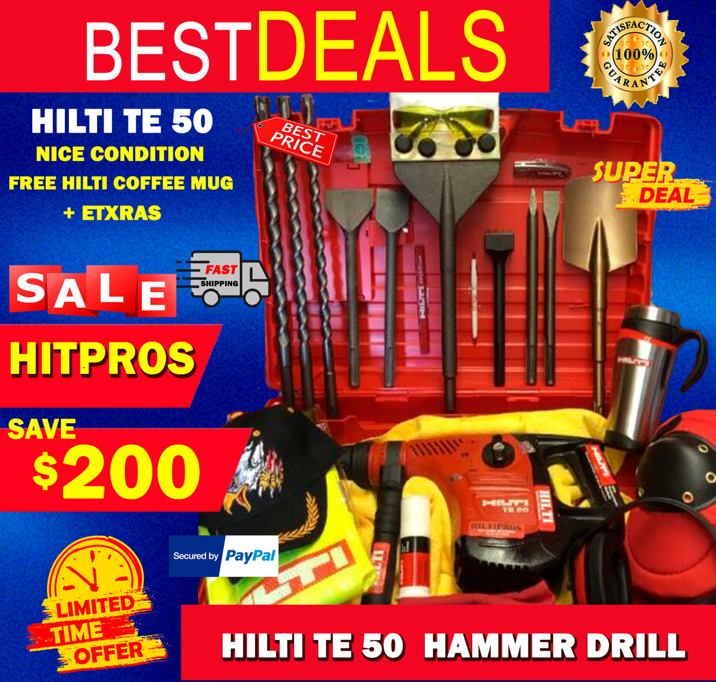 HILTI TE 50, L@@K, NICE CONDITION, FREE HILTI COFFE MUG AND EXTRAS, FAST SHIP