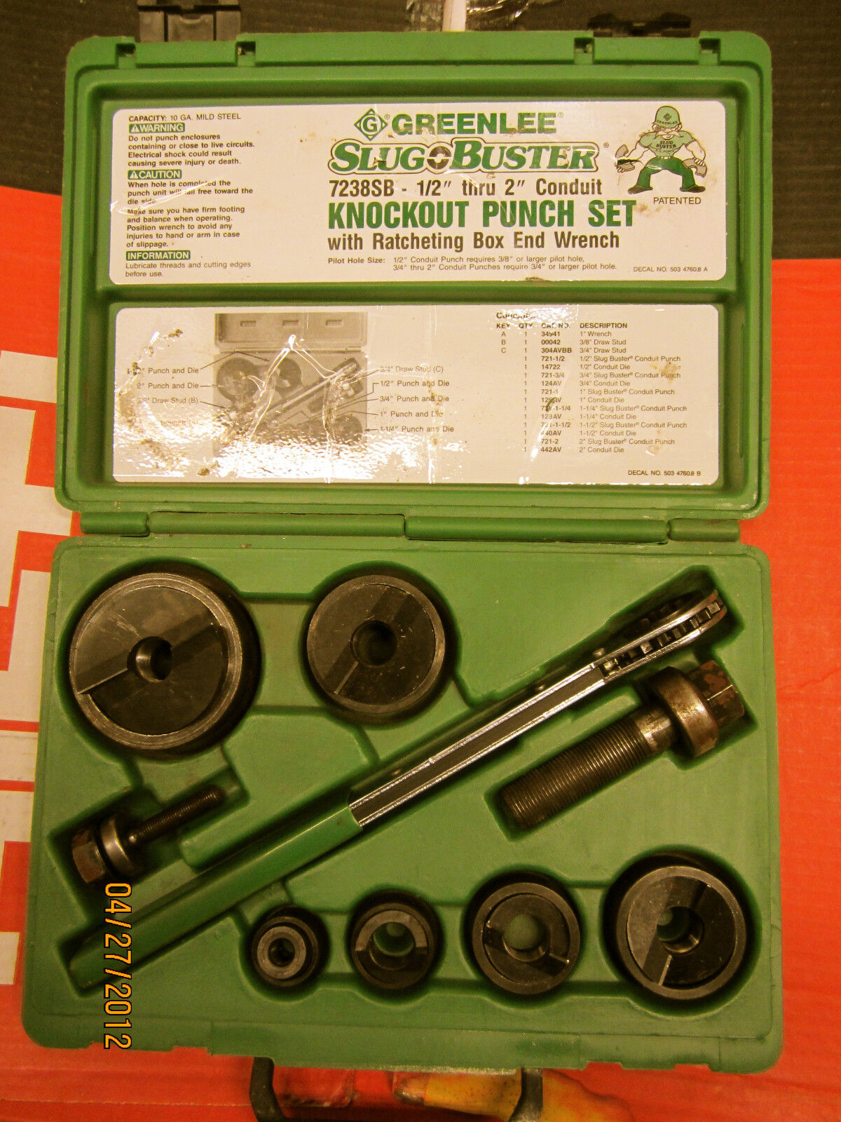 Greenlee 7238sb Slug Buster Knock out Set  BRAND NEW , ORIGINAL