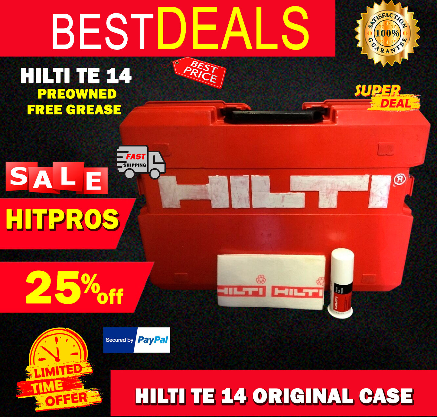 HILTI TE 14 (ONLY CASE), PREOWNED, ORIGINAL, STRONG,FREE GREASE