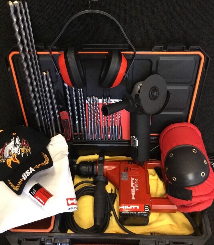 HILTI TE 14, PREOWNED, FREE ANGLE GRINDER, BITS, EXTRAS