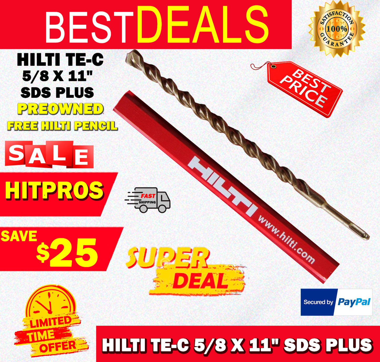 HILTI TE-C 5/8 x 11", SDS PLUS, PREOWNED,FREE HILTI PENCIL,L@@K, FAST SHIPPING