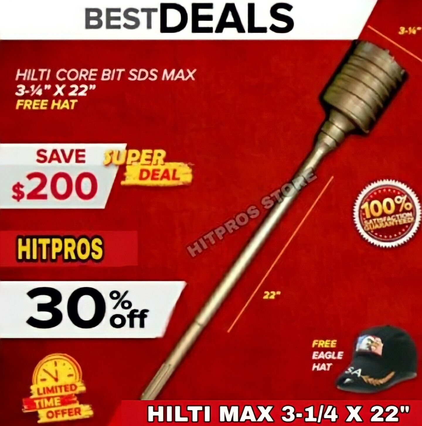 HILTI CORE BIT SDS MAX 3-1/4 X 22", DISPLAY