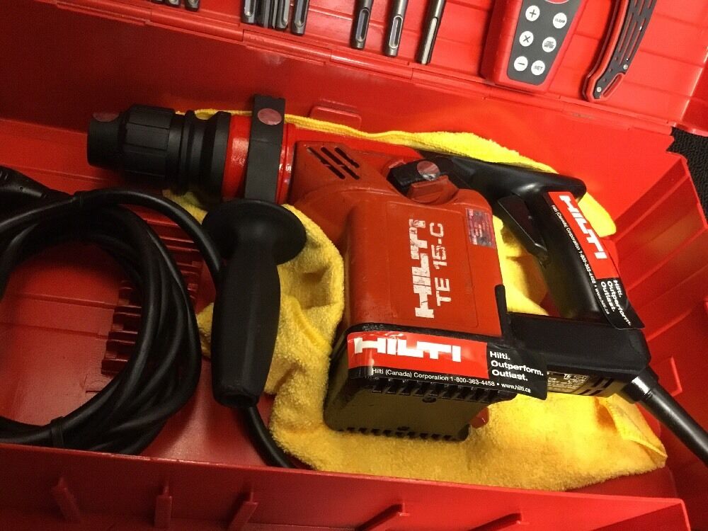 HILTI TE 15-C HAMMER DRILL, PREOWNED, FREE LASER METER, BITS, EXTRAS