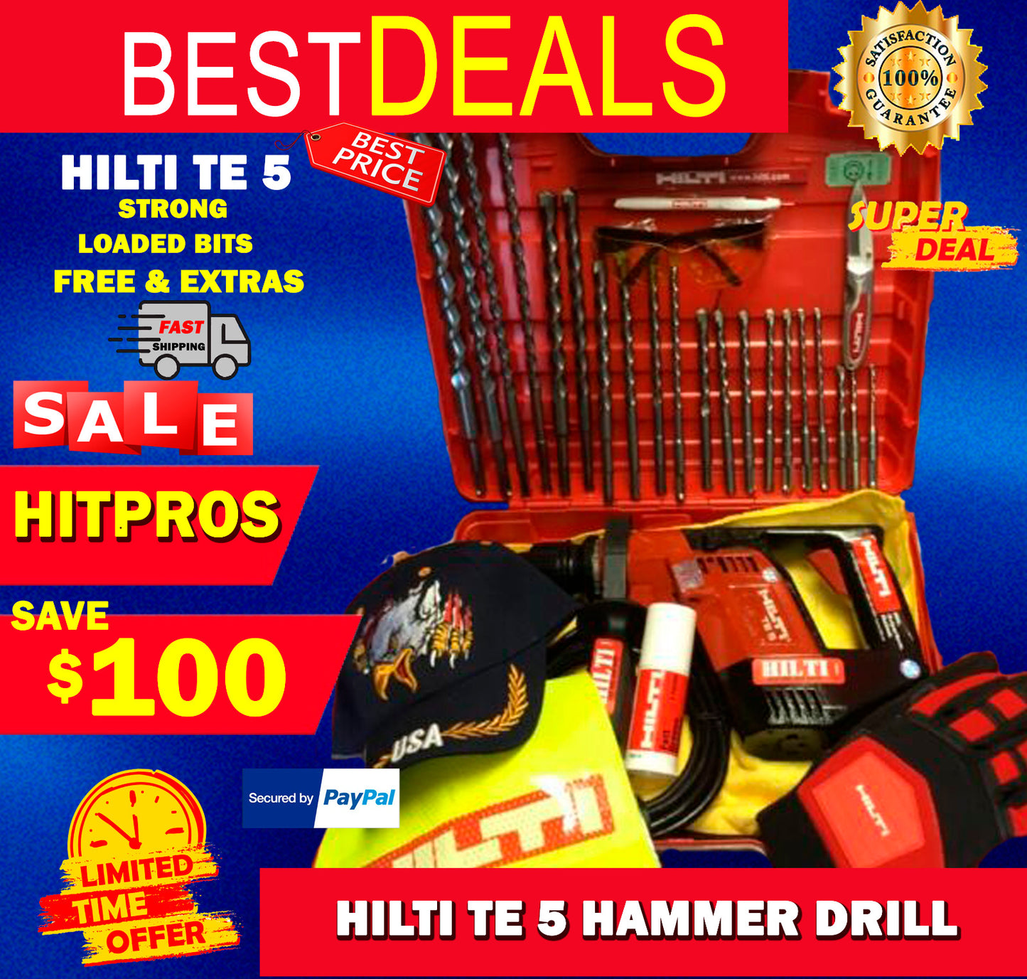 HILTI TE 5 HAMMER DRILL, FREE EXTRAS, LOADED BITS, STRONG