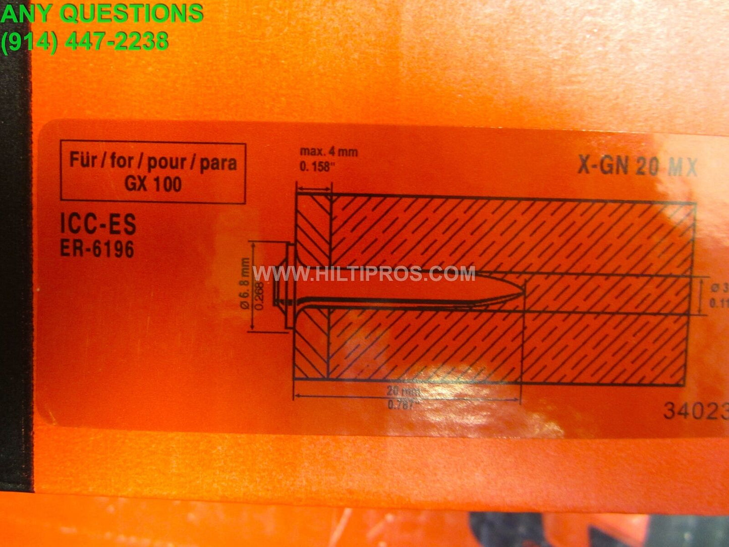 HILTI X-GN 20MX *750* BOX, W. GAS,  3/4 , GC 22 GX 120, FREE HAT, FAST SHIPPING