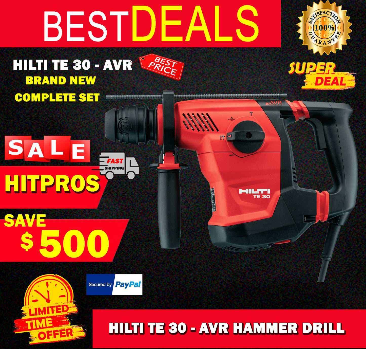 HILTI TE 30-AVR HAMMER DRILL, COMPLETE SET, BRAND NEW